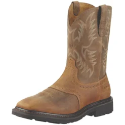 Ariat Boots: Men's Brown 10010134 Steel Toe Heat-Resistant EH Cowboy Boots -Men Shoes Store 10010134 3 4 front