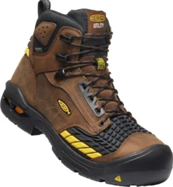 Keen Utility Boots: Men's 1025696 Dark Earth Black Troy 6" Carbon-Fiber Toe Waterproof Work Boot