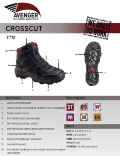 Avenger Boots: Men's A7712 6" Crosscut Steel Toe Waterproof Work Boots