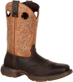 Durango Boots: Men's DB019 Brown Rebel 11 Inch Steel Toe Waterproof Pull On Square Toe Work Boot -Men Shoes Store db019