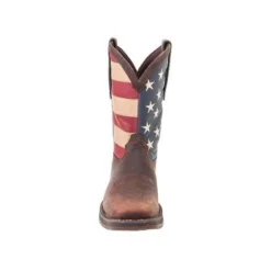 Durango Boots: Men's DB5554 Brown Rebel 12 Inch American Flag Pull On Square Toe Boot -Men Shoes Store db5554 front