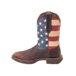 Durango Boots: Men's DB5554 Brown Rebel 12 Inch American Flag Pull On Square Toe Boot -Men Shoes Store db5554 instep