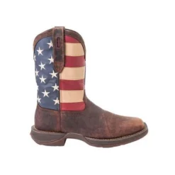Durango Boots: Men's DB5554 Brown Rebel 12 Inch American Flag Pull On Square Toe Boot -Men Shoes Store db5554 profile