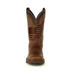Durango Boots: Men's DDB0314 Brown Rebel Distressed Flag Pull On Square Toe Western Boot -Men Shoes Store ddb0314 front