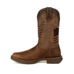 Durango Boots: Men's DDB0314 Brown Rebel Distressed Flag Pull On Square Toe Western Boot -Men Shoes Store ddb0314 instep