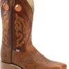 Double H Boots: Men's DH4400 Brown 12" Mickey ICE Roper Domestic Wide Square Toe Cowboy Boot