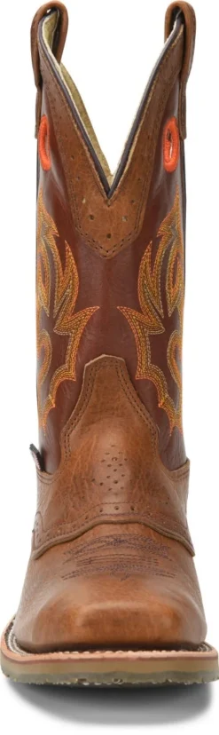 Double H Boots: Men's DH5400 Brown Square Steel Toe ICE Roper 13" Pull On Cowboy Boot -Men Shoes Store dh5400 500xauto toe