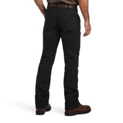 Ariat Rebar Pant: Men's 10041065 Black M5 Straight DuraStretch Washed Twill Dungaree Straight Leg Pant -Men Shoes Store f22 mns work 10041065 back