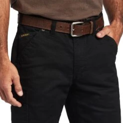 Ariat Rebar Pant: Men's 10041065 Black M5 Straight DuraStretch Washed Twill Dungaree Straight Leg Pant -Men Shoes Store f22 mns work 10041065 detail01