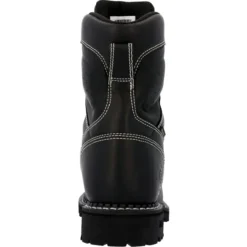 Georgia Boots: Men's GB00603 Black Plain Toe 8" USA Made Logger Waterproof Work Boot -Men Shoes Store gb00603 back