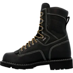 Georgia Boots: Men's GB00603 Black Plain Toe 8" USA Made Logger Waterproof Work Boot -Men Shoes Store gb00603 instep profile