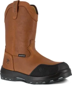 Iron Age Boots: Men's IA0190 Brown Composite Toe Immortalizer Pull On 10" Waterproof Wellington Work Boot
