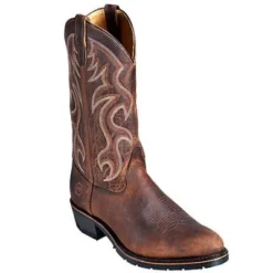 Double H Boots: Men's 2282 Brown Safety Toe USA-Made Cowboy Work Boots -Men Shoes Store image 80214
