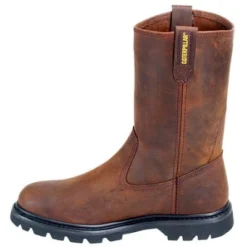 Caterpillar Boots: Men's Brown Revolver Slip-On 72191 Wellington Slip-Resistant Boots -Men Shoes Store image 85170