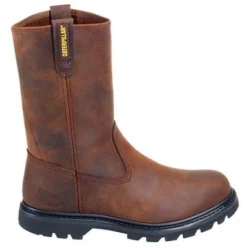 Caterpillar Boots: Men's Brown Revolver Slip-On 72191 Wellington Slip-Resistant Boots -Men Shoes Store image 85171
