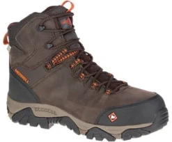 Merrell Boots: Men's J15735 Brown Orange Phaserbound Composite Toe Waterproof Work Hiker -Men Shoes Store j15735