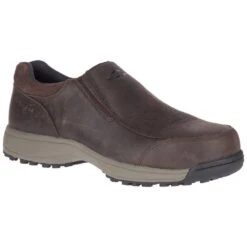 Merrell Shoes: Men's J20995 Brown Sutton Moc Steel Toe Slip Resistant Slip On Work Shoe -Men Shoes Store j20995