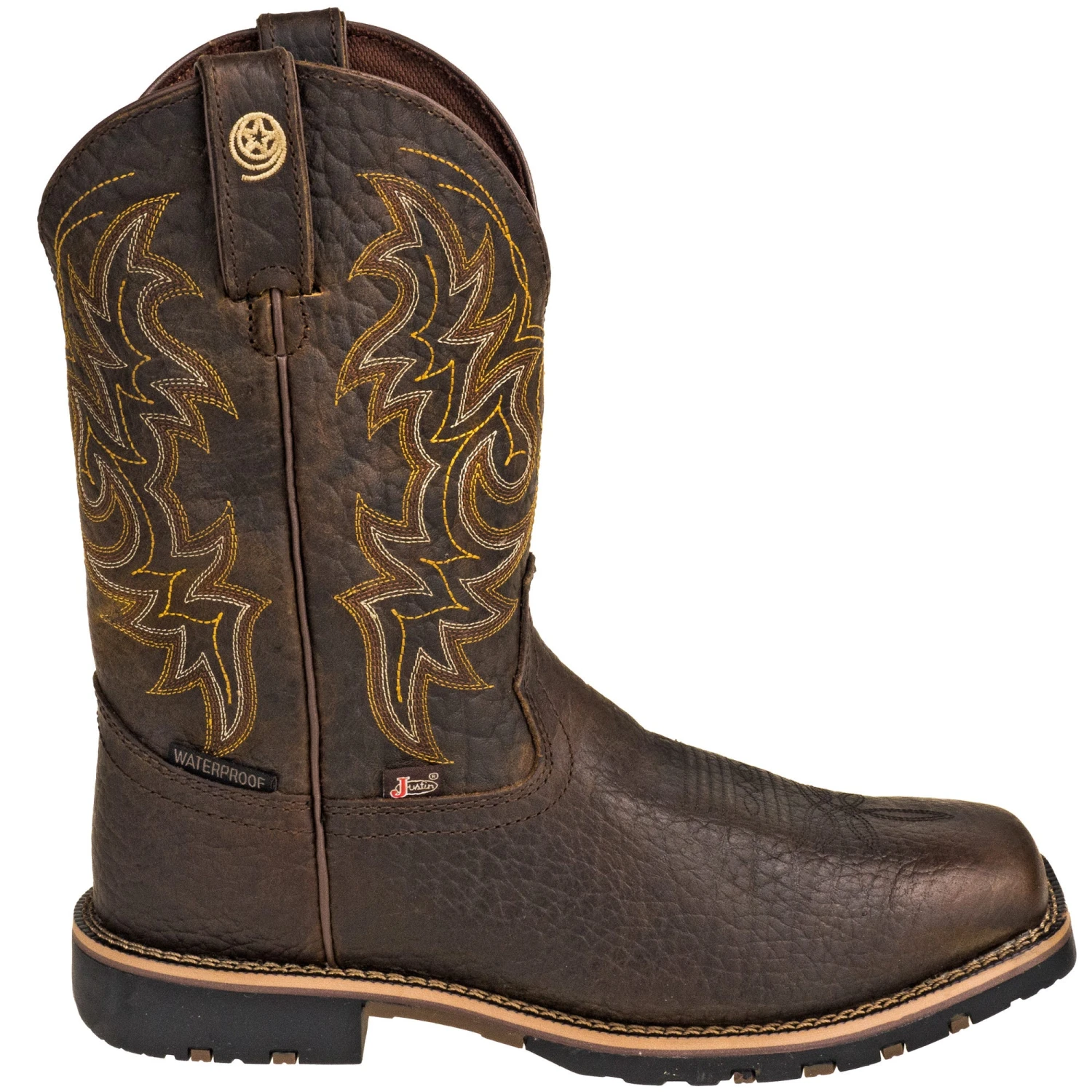 Justin Boots: Brown GR9050 Men's Waterproof George Strait Fireman Cowboy Boots 4 Justin Boots: Brown GR9050 Men's Waterproof George Strait Fireman Cowboy Boots - Image 4