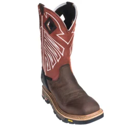Justin Boots: Men's WK2115 Waterproof Steel Toe EH Dark Chestnut Pull-On Boots -Men Shoes Store justin wk2115 p 01