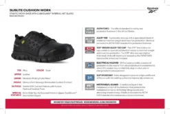 Reebok Shoes: Men's RB4046 EH Black Alloy Toe Athletic Internal Met Guard Oxfords -Men Shoes Store rb4046 rb460 inside box label