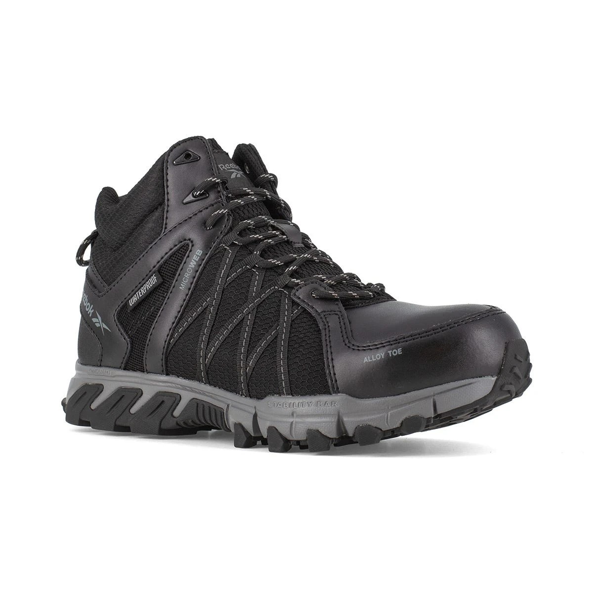 Reebok Footwear: Men's RB3401 Trailgrip Hitop Black Grey Waterproof Boots 1 Reebok Footwear: Men's RB3401 Trailgrip Hitop Black Grey Waterproof Boots